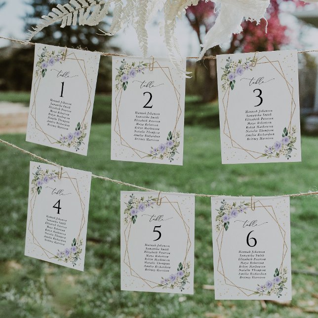 Purple Flowers, White Flowers, Seating Chart Cards (Creator Uploaded)