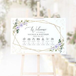 Purple Flowers, White Flowers, Wedding Timeline Poster