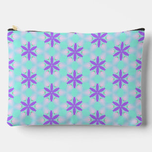 Purple Flowers with Aquamarine and Pink Petals Accessory Pouch