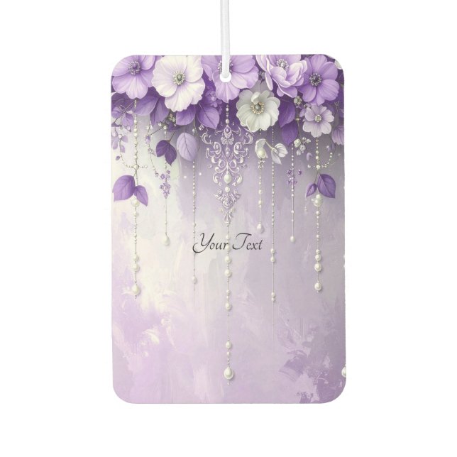 Purple Flowers with Dangling Pearls Air Freshener (Front)