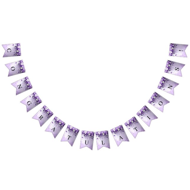 Purple Flowers with Dangling Pearls Bunting Flag (All)