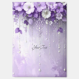 Purple Flowers with Dangling Pearls Magnet