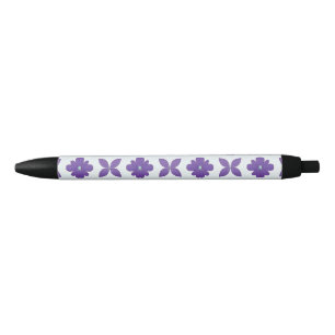 Purple Flowers with Light Background Black Ink Pen