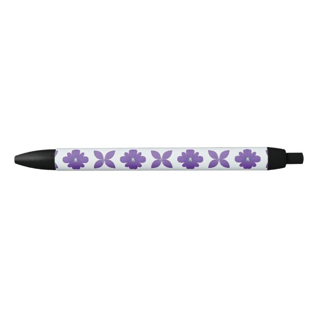 Purple Flowers with Light Background Black Ink Pen (Front)