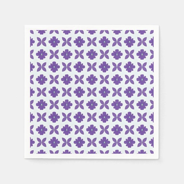 Purple Flowers with Light Background Napkin (Front)