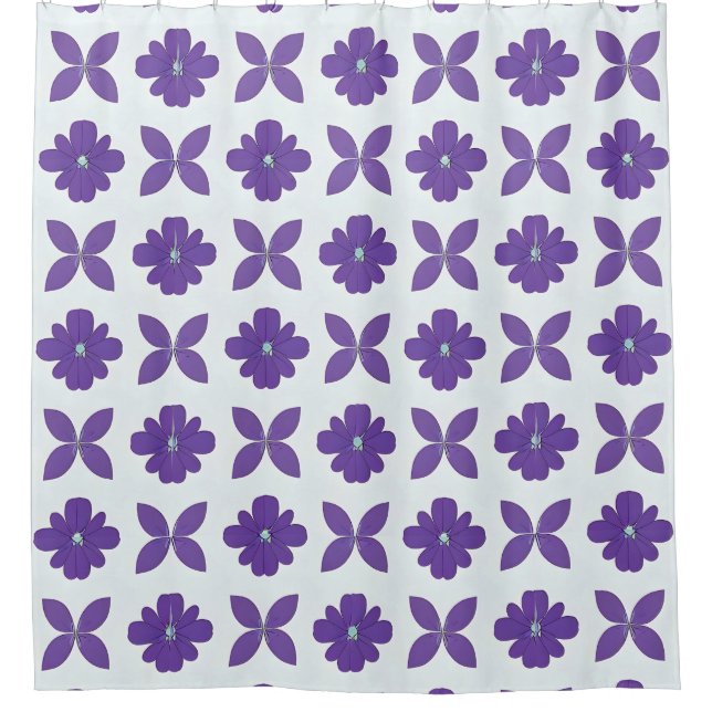 Purple Flowers with Light Background Shower Curtain (Front)