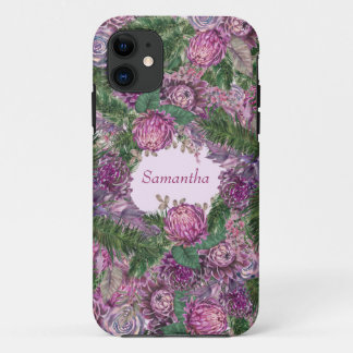 Purple Flowers with Name Case-Mate iPhone Case