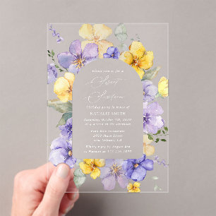 Purple Flowers, Yellow Flowers, Boho, Sweet 16 Acrylic Invitations