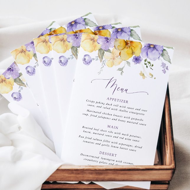 Purple Flowers, Yellow Flowers, Bridal Shower Menu (Creator Uploaded)