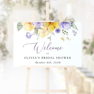 Purple Flowers, Yellow Flowers, Bridal Welcome Poster