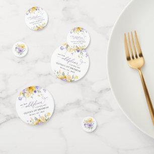 Purple Flowers, Yellow Flowers, First Birthday Confetti