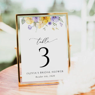 Purple Flowers, Yellow Flowers, Table Numbers