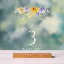 Purple Flowers, Yellow Flowers, Table Numbers