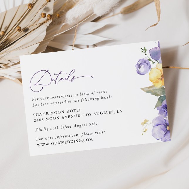 Purple Flowers, Yellow Flowers, Wedding Details Enclosure Card (Creator Uploaded)