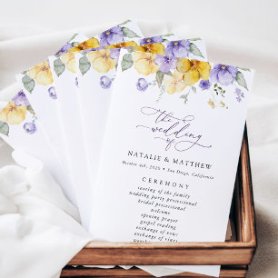 Purple Flowers, Yellow Flowers, Wedding Program
