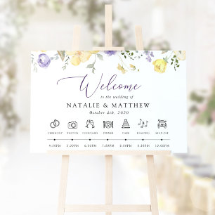 Purple Flowers, Yellow Flowers, Wedding Timeline Poster