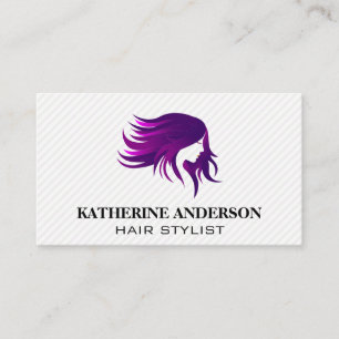 Purple Flowing Hair Logo Business Card