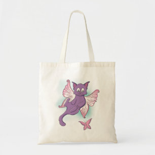Purple Flying Fairy Cat Tote Bag