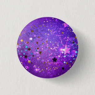 Purple foil background with Stars 3 Cm Round Badge
