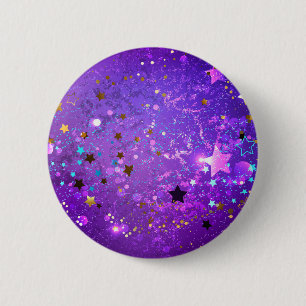 Purple foil background with Stars 6 Cm Round Badge