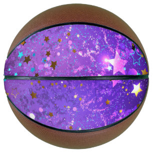 Purple foil background with Stars Basketball
