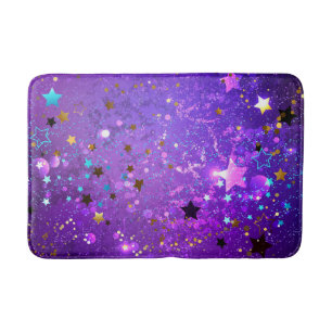 Purple foil background with Stars Bath Mat