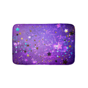 Purple foil background with Stars Bath Mat