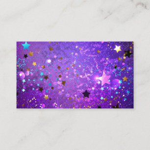 Purple foil background with Stars Calling Card