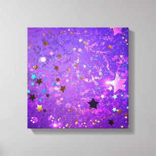 Purple foil background with Stars Canvas Print