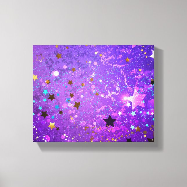 Purple foil background with Stars Canvas Print (Front)