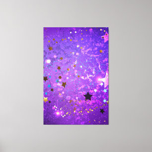 Purple foil background with Stars Canvas Print