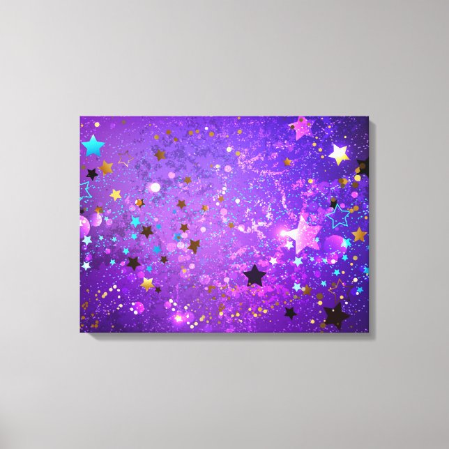 Purple foil background with Stars Canvas Print (Front)
