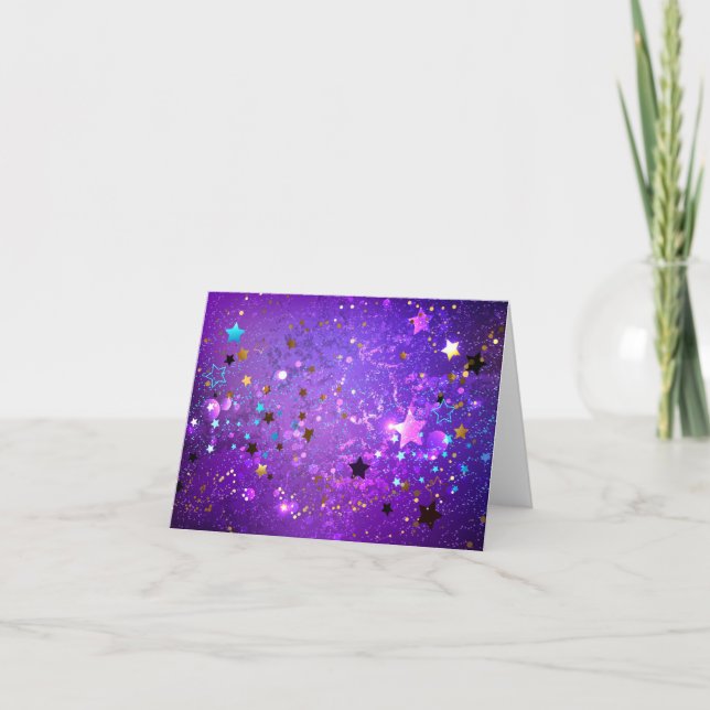 Purple foil background with Stars Card (Front)