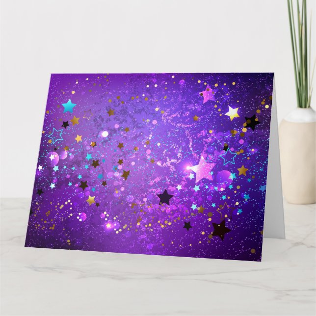 Purple foil background with Stars Card (Front)