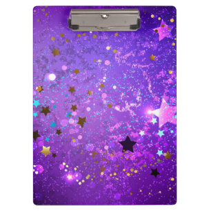 Purple foil background with Stars Clipboard