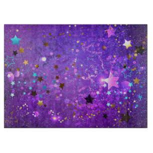 Purple foil background with Stars Cutting Board