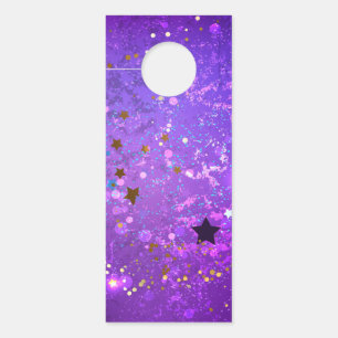 Purple foil background with Stars Door Hanger