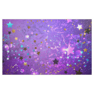 Purple foil background with Stars Fabric