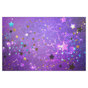 Purple foil background with Stars Fabric