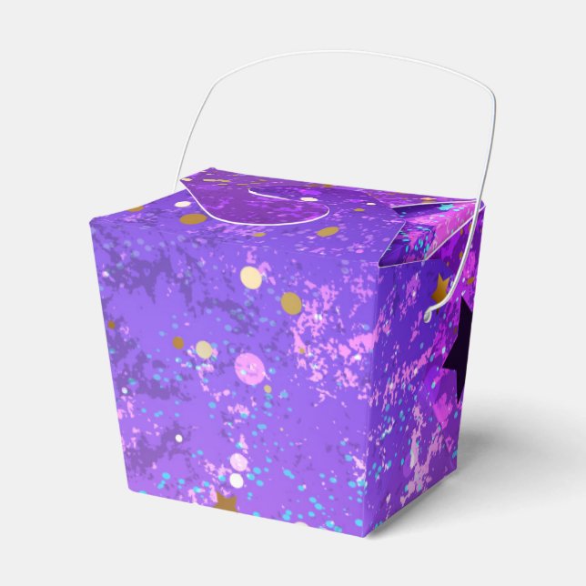 Purple foil background with Stars Favour Box (Front Side)