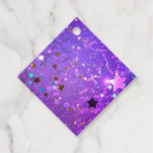 Purple foil background with Stars Favour Tags