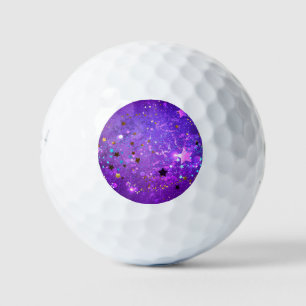 Purple foil background with Stars Golf Balls