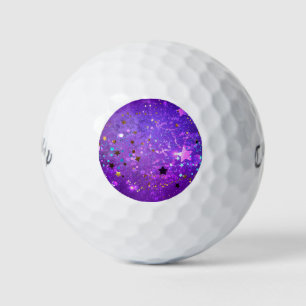 Purple foil background with Stars Golf Balls