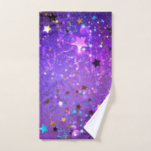 Purple foil background with Stars Hand Towel