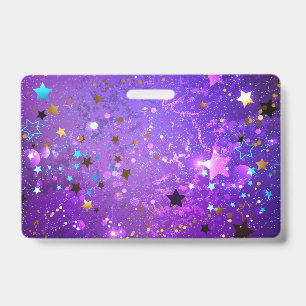 Purple foil background with Stars ID Badge