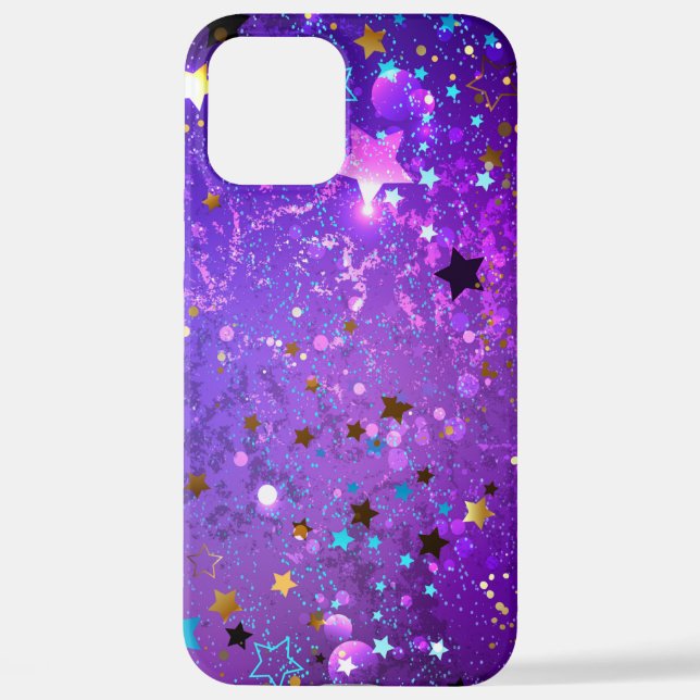 Purple foil background with Stars iPhone Case (Back)