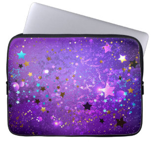 Purple foil background with Stars Laptop Sleeve