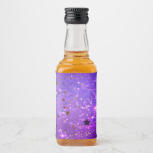 Purple foil background with Stars Liquor Bottle Label
