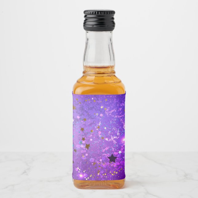 Purple foil background with Stars Liquor Bottle Label (Front)
