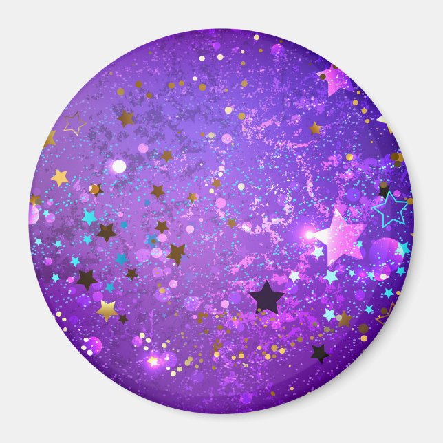 Purple foil background with Stars Magnet (Front)